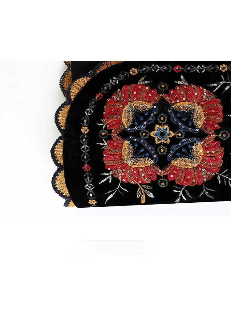 HH 2025 سترة نسائية عتيقة مطرزة بالزهور سترة صيفية مخملية مطرزة صدرية ملابس خارجية فضفاضة أنيقة للسيدات #5