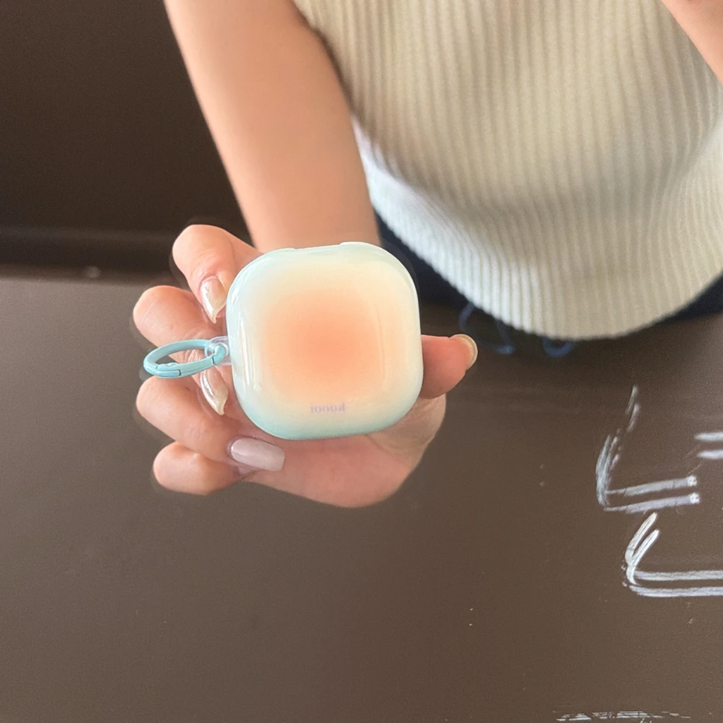 Summer Mint Green Gradient Orange Glossy Surface Earphone Cover Case for Samsung Galaxy Buds4 3 Pro 2 Pro FE Live Core 2025