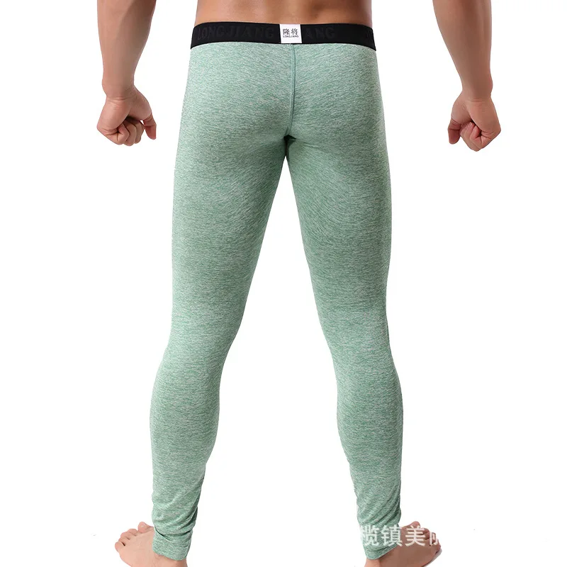 Calças boxer convexas em U masculinas, perneiras sensuais finas, calças térmicas juvenis, pijama, fundo de sono longo, elegante, novo, inverno