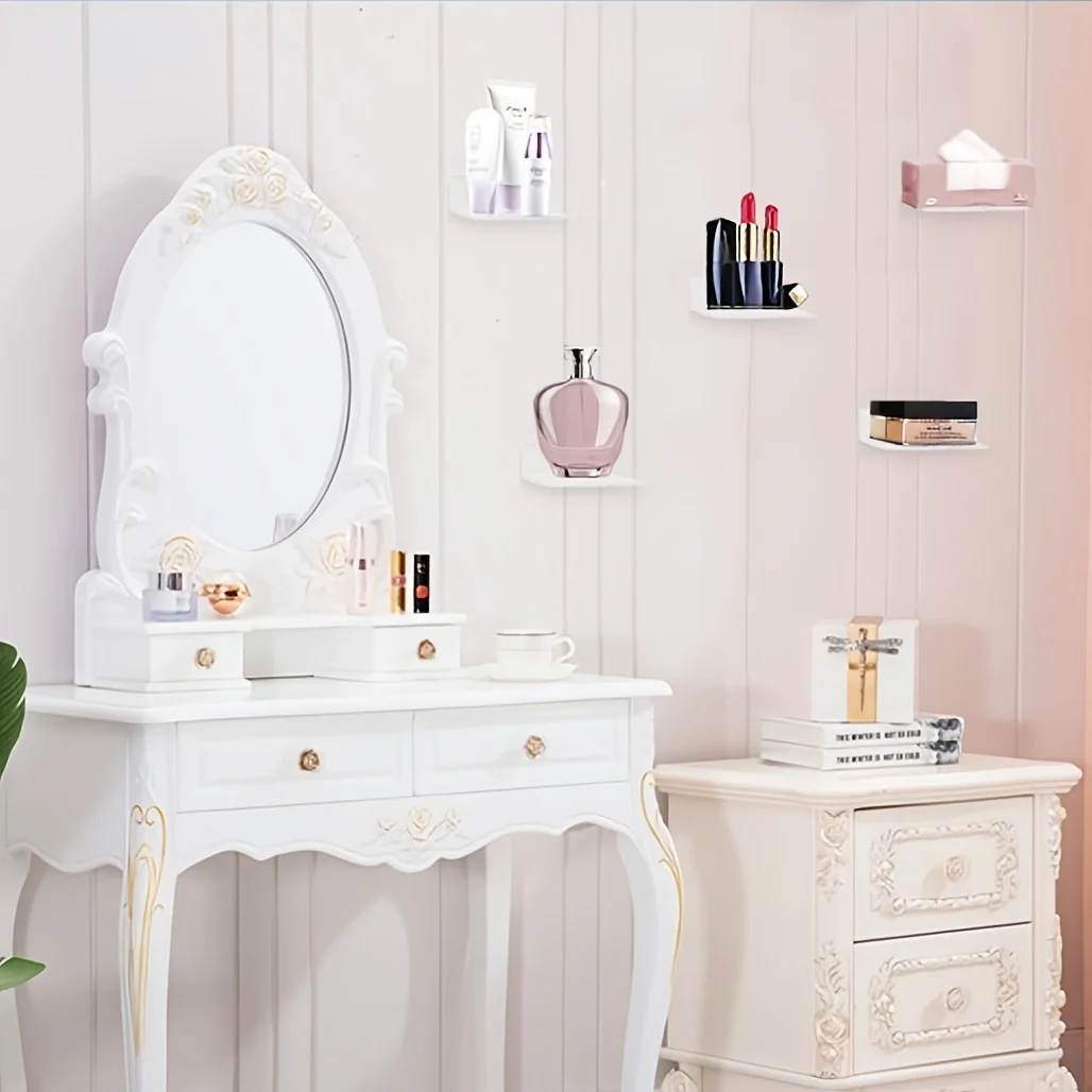 8pcs Acrylic storage rack L-shaped wall mounted kitchen bathroom wall storage rack transparent partition layer