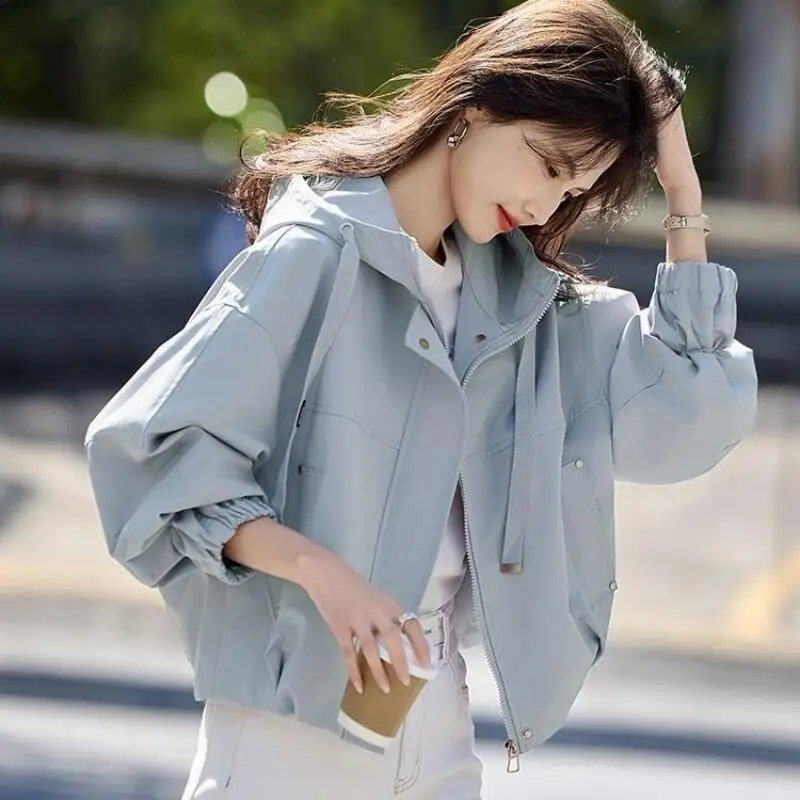 Hot 2026 Spring Autumn Fashion New Women Short Hooded Jacket Light Luxury Western Style Versatile Loose Casual Jacket Tops