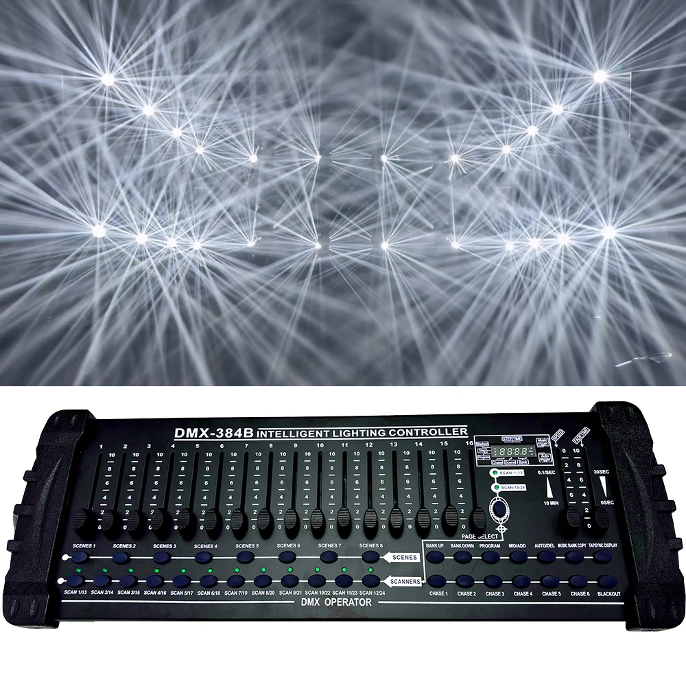 384 Channels DMX Console DMX512 Controller Professional Stage Lighting Control Equipment for LED Moving Head DJ Laser Disco Par