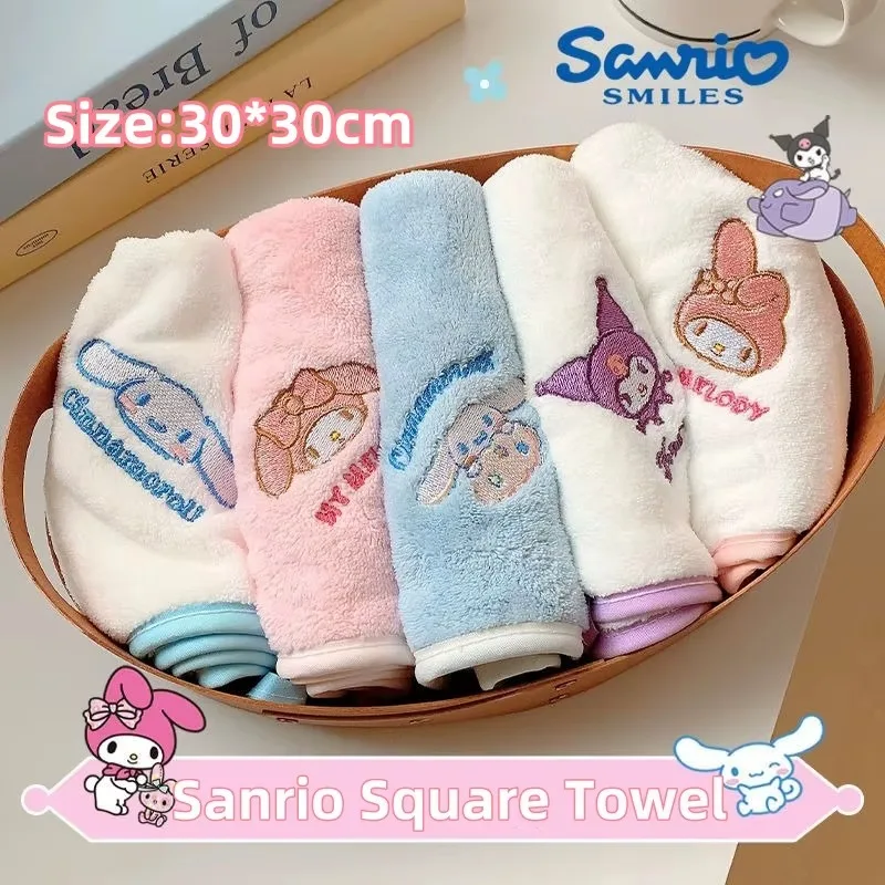 

5PCS Sanrio Towel Set Kuromi Cinnamoroll Cartoon Soft Coral Velvet Absorbent Towel for Face Wash Bath Dry Hair Embroidery Gift