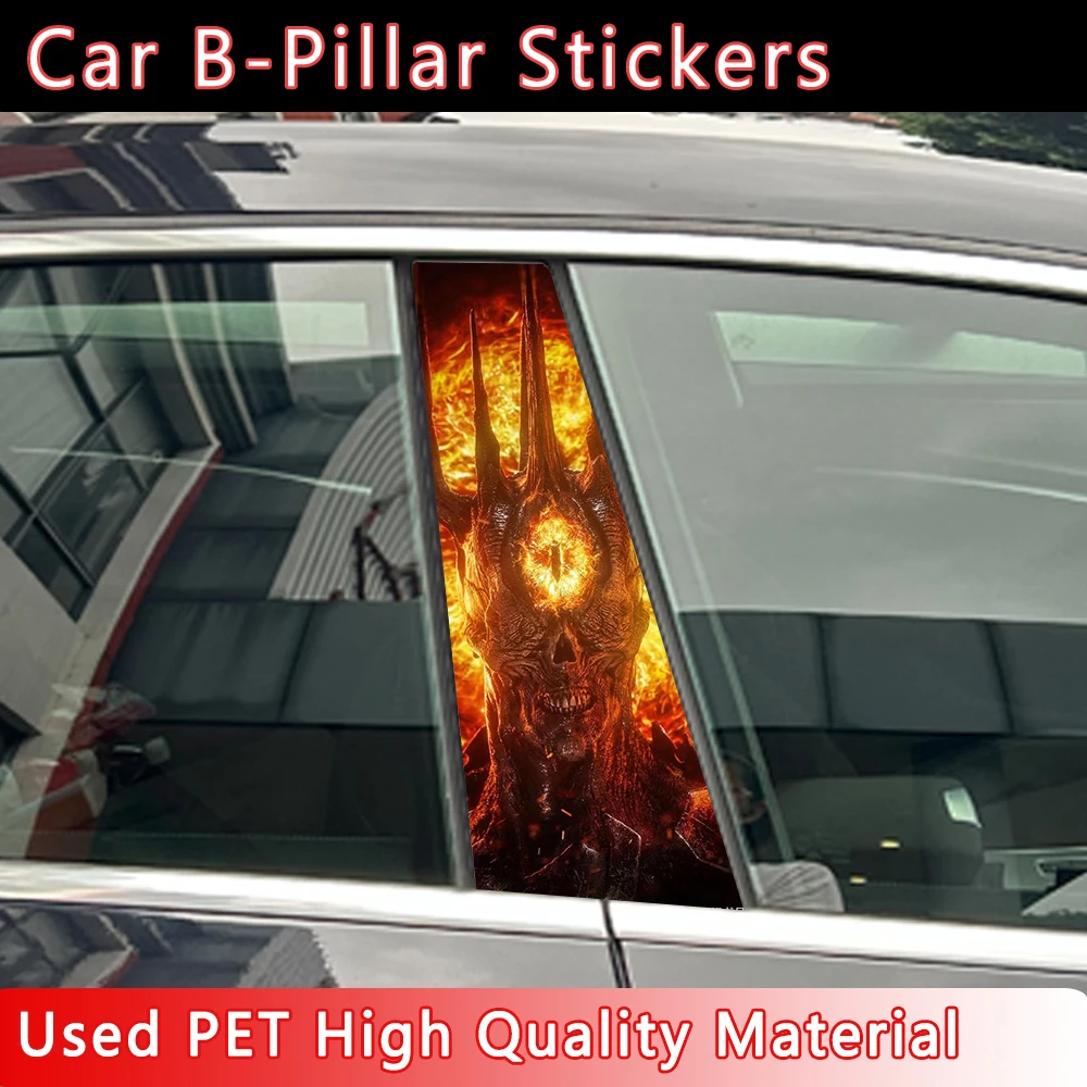 Gothic Skull Couple Car Stickers B-pillar Sunscreen DIY Auto Center Column Cover Scratches Cartoon Decoration Accessories