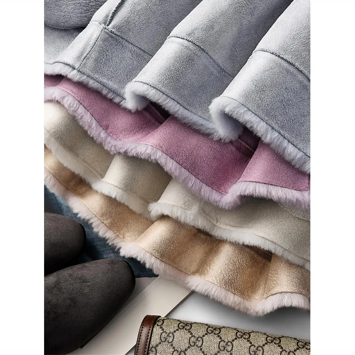 

2025 Autumn and Winter Fashion Loose and Thin Versatile High-end Lamb Wool Stand-up Collar Short Jacket