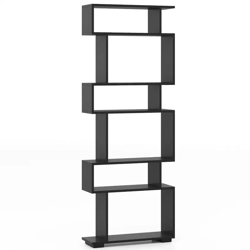 

6-Tier Bookcase with Anti-Tipping Kit-Black