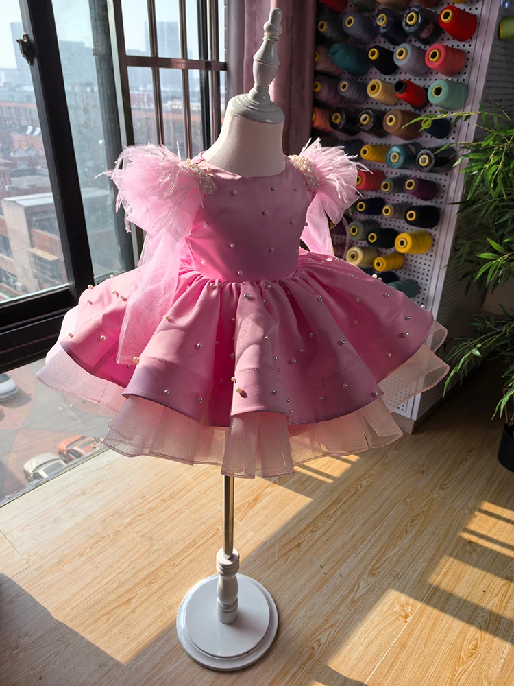 

Girls Holiday Dress Party Dress Kids Dress Santa Princess Dress Long Sleeve Pink Baby Girl Winter Party Show Holiday Costume