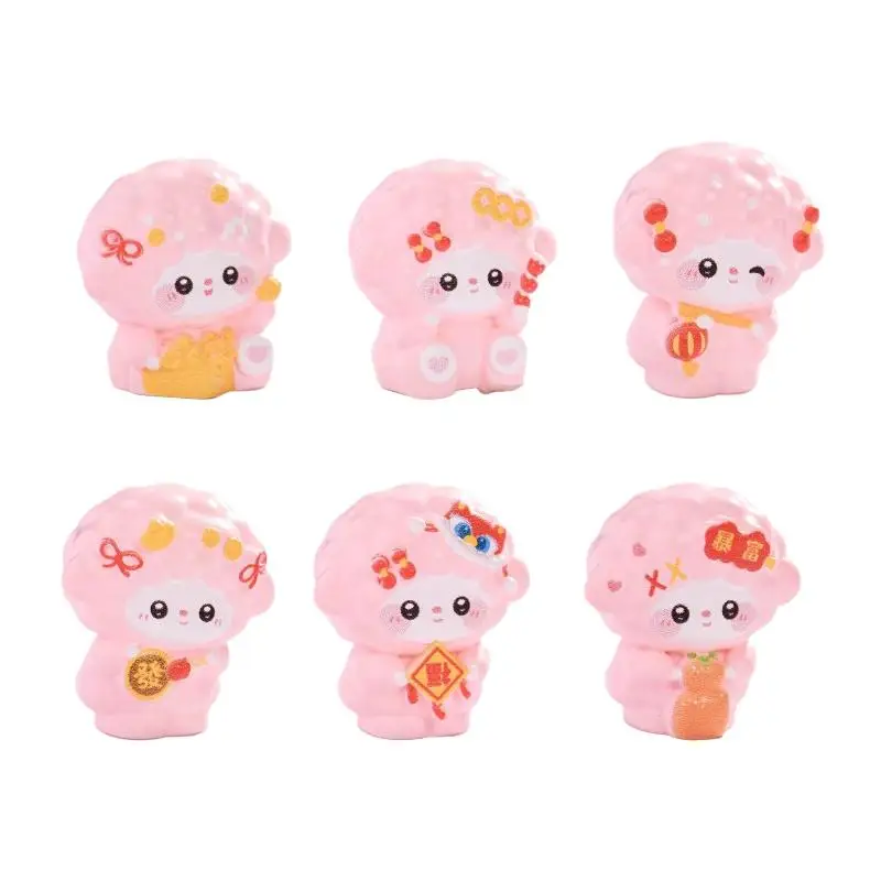 Cute Lucky Sheep Mini Figurine 2027 New Year Fortune Lamb Ornament Car Dashboard Desktop Decor Gift
