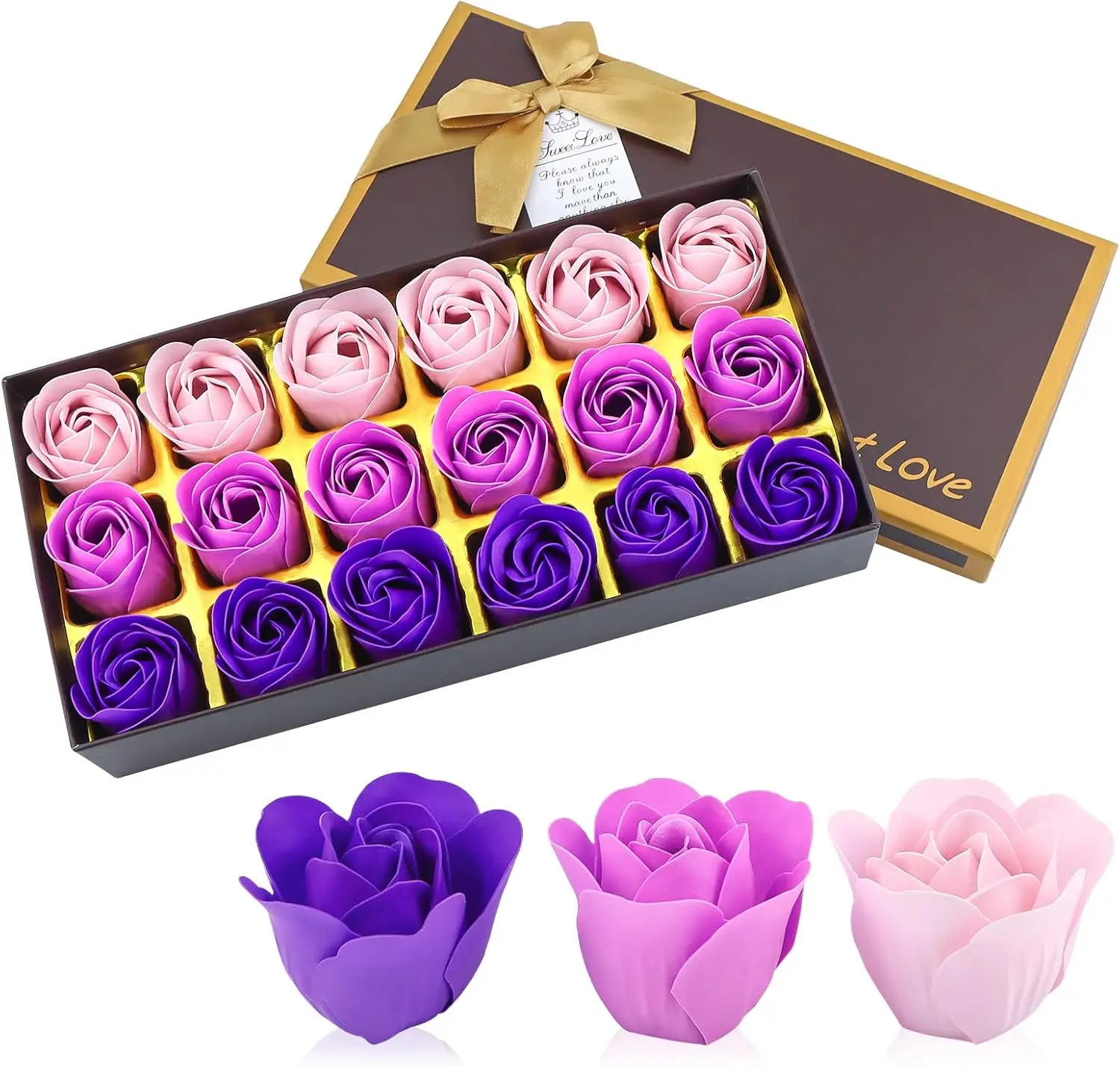 

Floral Scented Bath Soap Rose Flower Petals, Plant Essential Oil Soap Set, 18 PCS Purple, Gifts for Women Mom Birthday Christmas