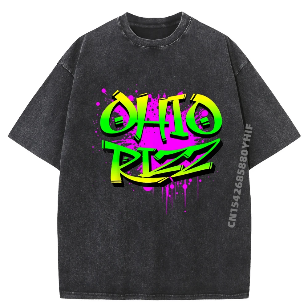 

Забавный Ohio Rizz Ironic Meme граффити Rizzler Brainrot Quote негабаритная футболка мужские рубашки для мужчин слоган мытая рубашка