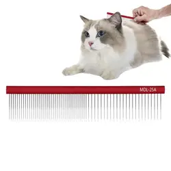 Metal Pet Comb Cat Dog Hair Grooming Stainless Steel Comb Removes Loose Hair Tangles Professional Dog Grooming Supplies