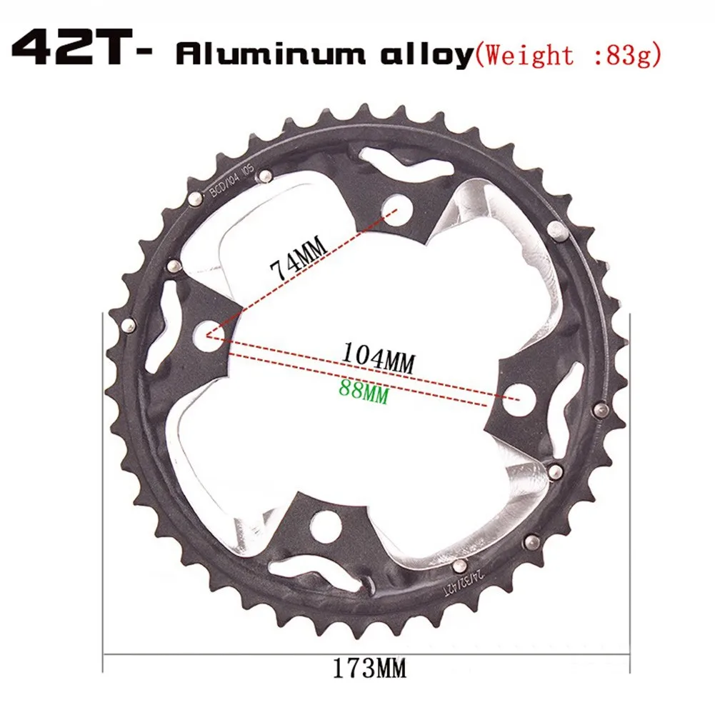 104BCD MTB Road Bike Chainring Double/Triple Cycling Crankset Sprocket Tooth Plate Parts 7/8/9/10/11 Speed 24/26/32/38/42/44T