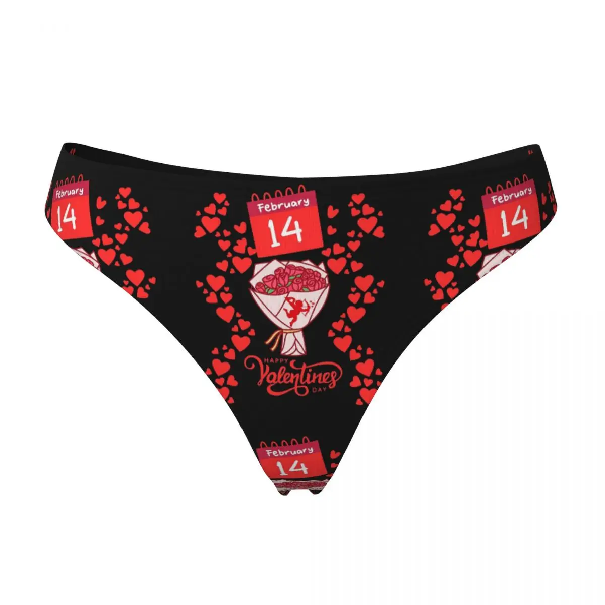 Custom Happy Valentine's Day - February 14 G-string Panties Breathable Women Stretch Thongs Comfort Underwear