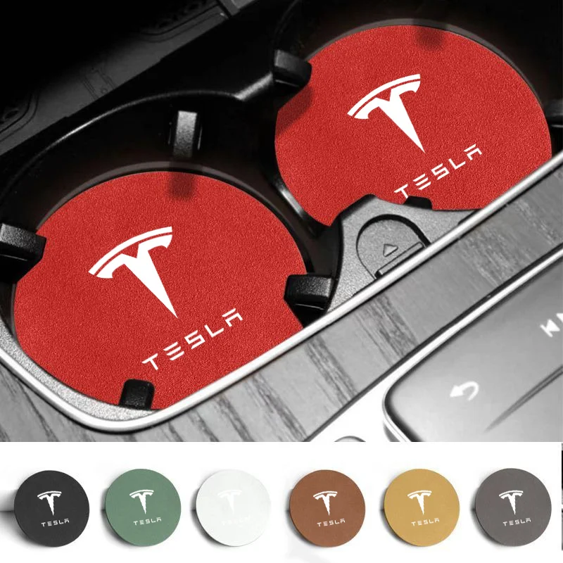 Posavasos antideslizante con logotipo de coche, almohadilla para taza de agua para Tesla Model 3 Y S X 2017 2018 2019 2020 2021 2022 2023, Roadster