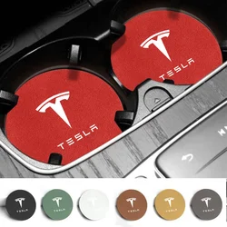 Posavasos antideslizante con logotipo de coche, almohadilla para taza de agua para Tesla Model 3 Y S X 2017 2018 2019 2020 2021 2022 2023, Roadster Juguete SpaceX, 2 uds.