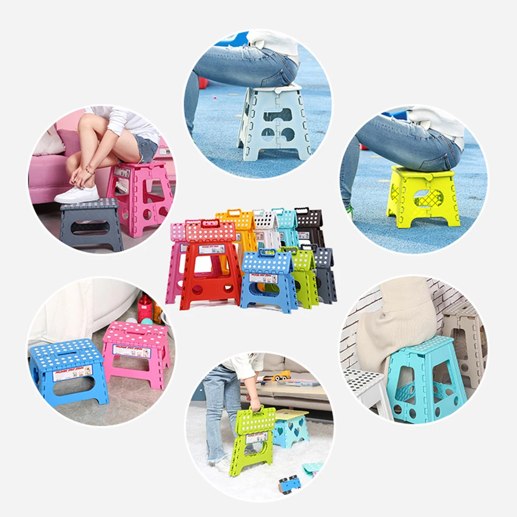 Plastic Stool Portable Dot Folding Chair Adult High Stool Bathroom Home Children Small Bench