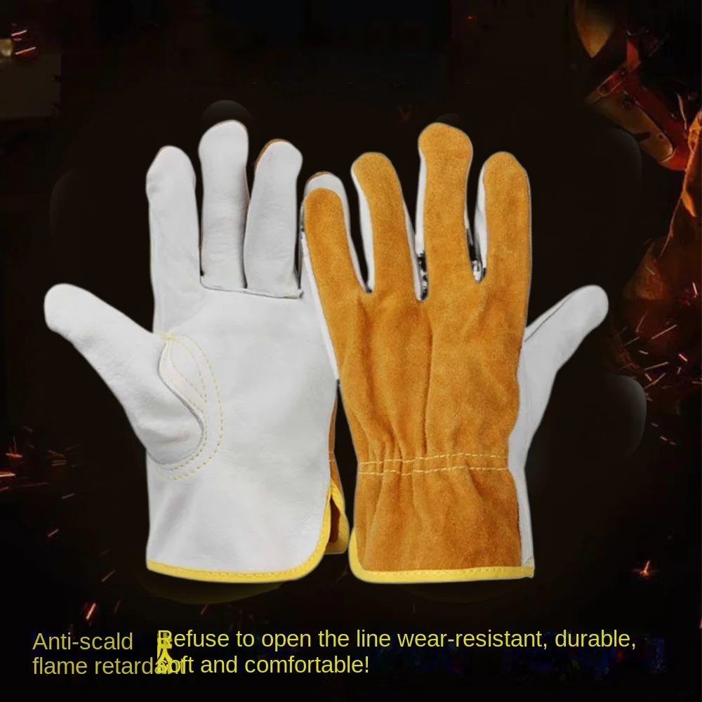 1 Pair Security Protection Welding Gloves Safety Labor Protection Leather Work Gloves Durable Soft Leather Welder Gloves