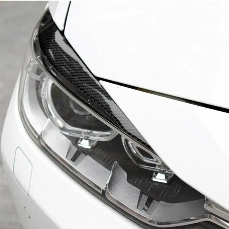 Useful High Quality Headlight Eyebrow Trim 2pcs Carbon Fiber Cover Replacement Accessory Black Car Decor Eyebrow Eyelid