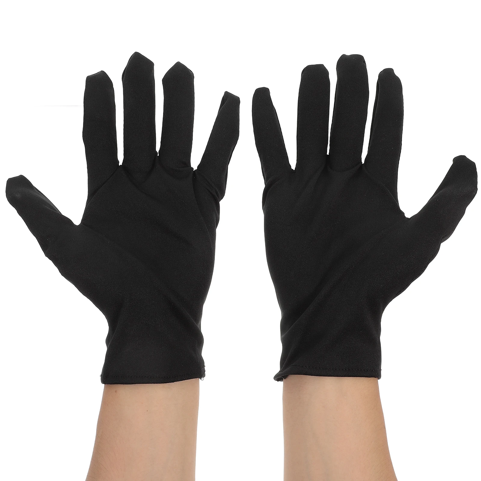 

10pcs Dustproof Etiquette Gloves Black Breathable Polyester Protective for Jewelry Handling Crafts Performance Durable Comfort