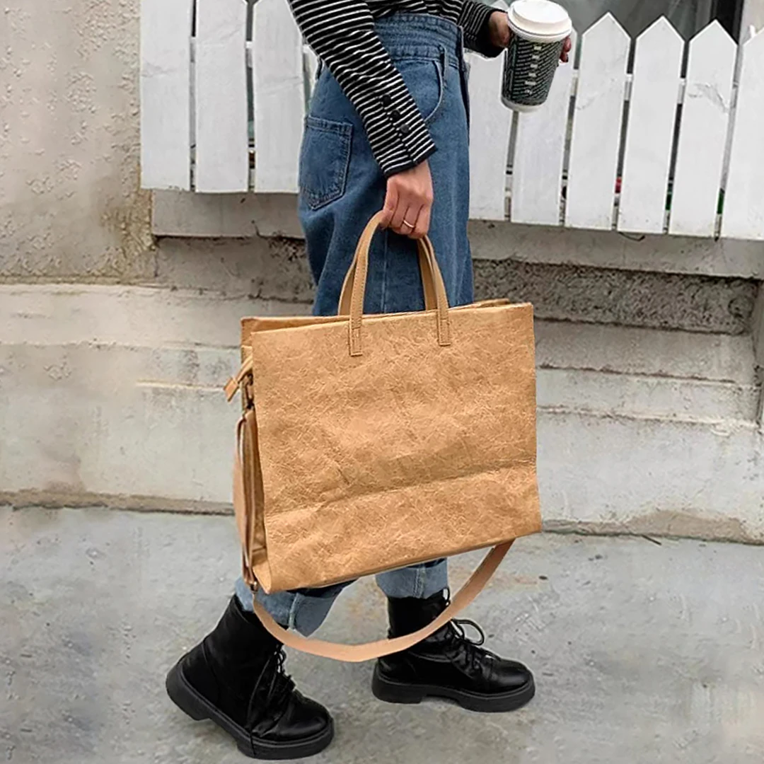 Draagtas Dames Waterdicht Kraftpapier Lichtgewicht Crossbody Tas Commuter Handtassen Vintage Schoudertassen Boodschappentassen Dames