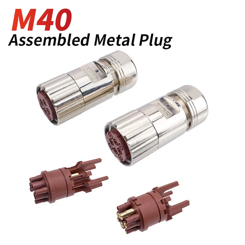 M40 Large Motor Assembled Metal Plug Hight Current Waterproof Circular Connector 6  8 Pin 8 Core Motor Connectors CE Certified