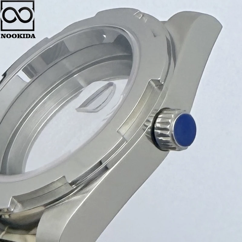 NOOKIDA 41mm Sapphire Glass Silver Case With Strap Screw-in Crown Fit 28.5-29mm Dial Fit NH35/NH36 Automatic Movement Waterproof