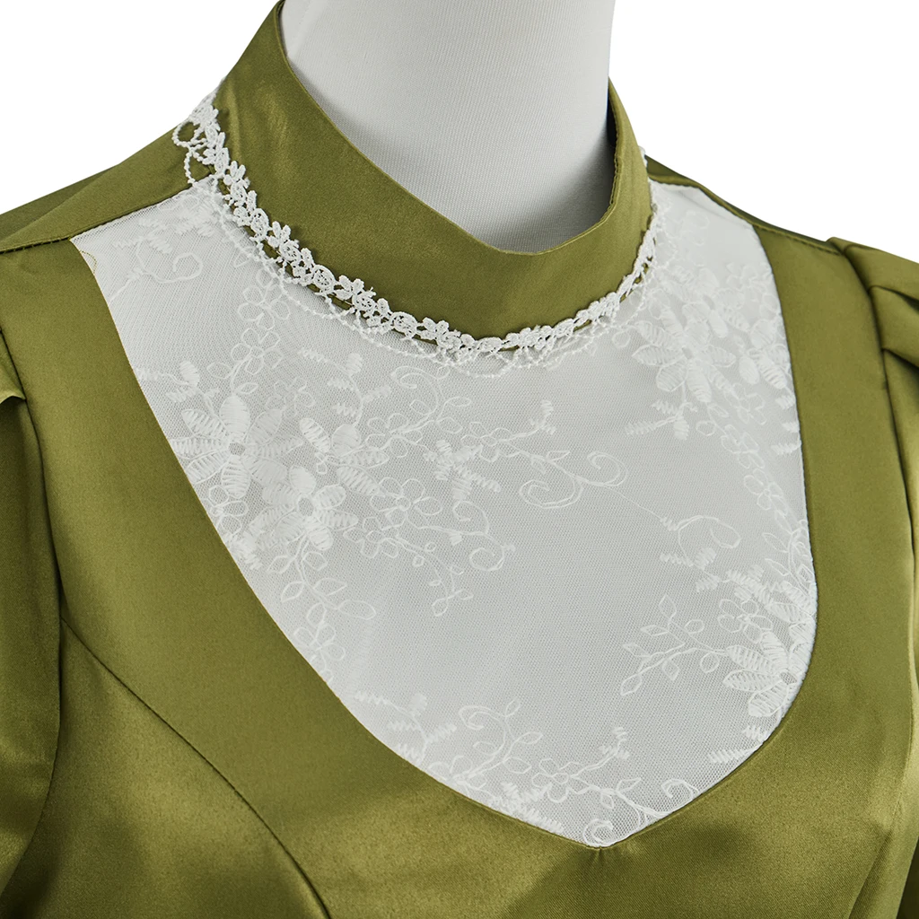 Victorian Green Rococo British Dress Women Retro Medieval Renessiance Dress Edwardian Fashion Costume