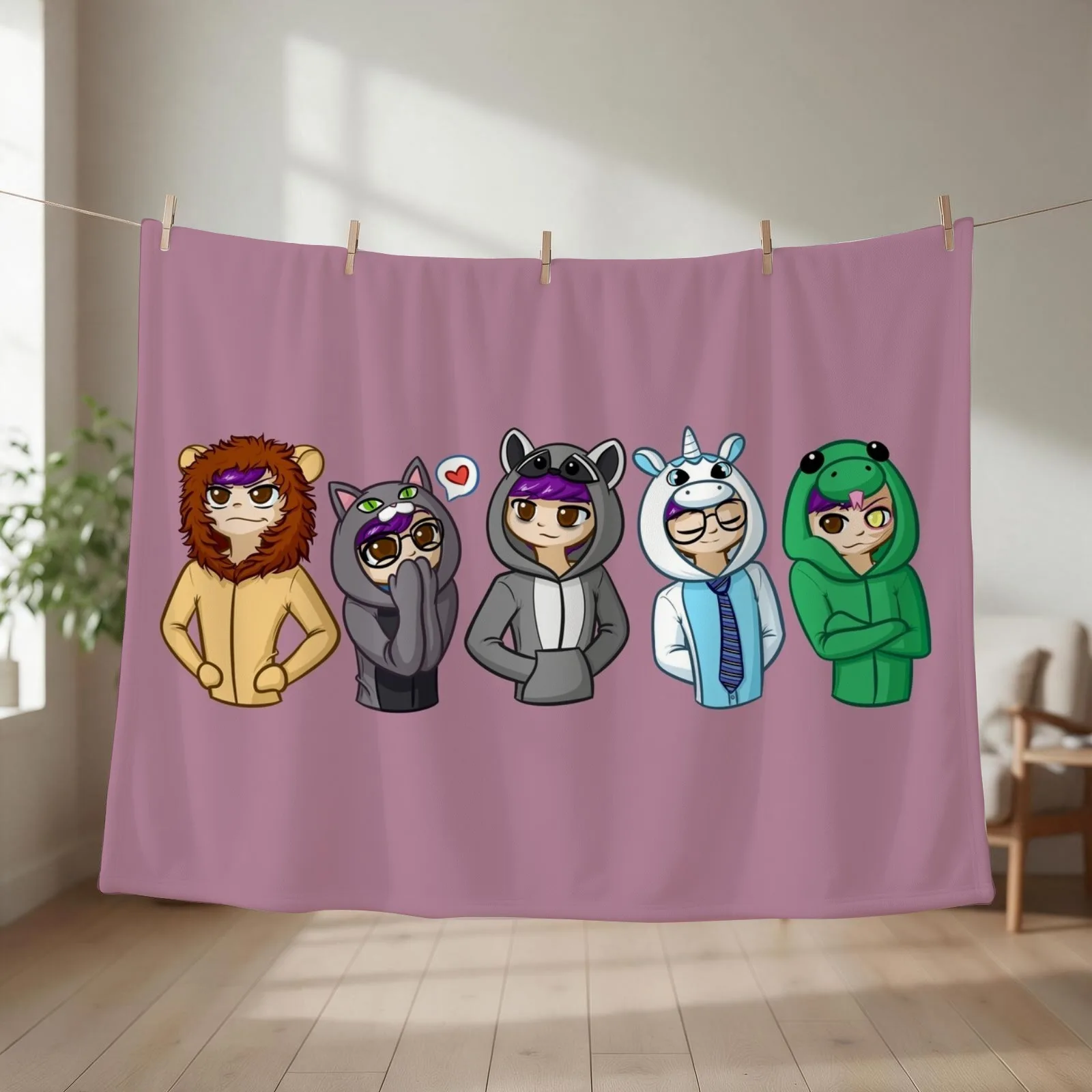 Sanders Sides Onesies - Core 4 + Deceit Throw Blanket couch cozy soft plush fuzzy picnic outdoor blanket