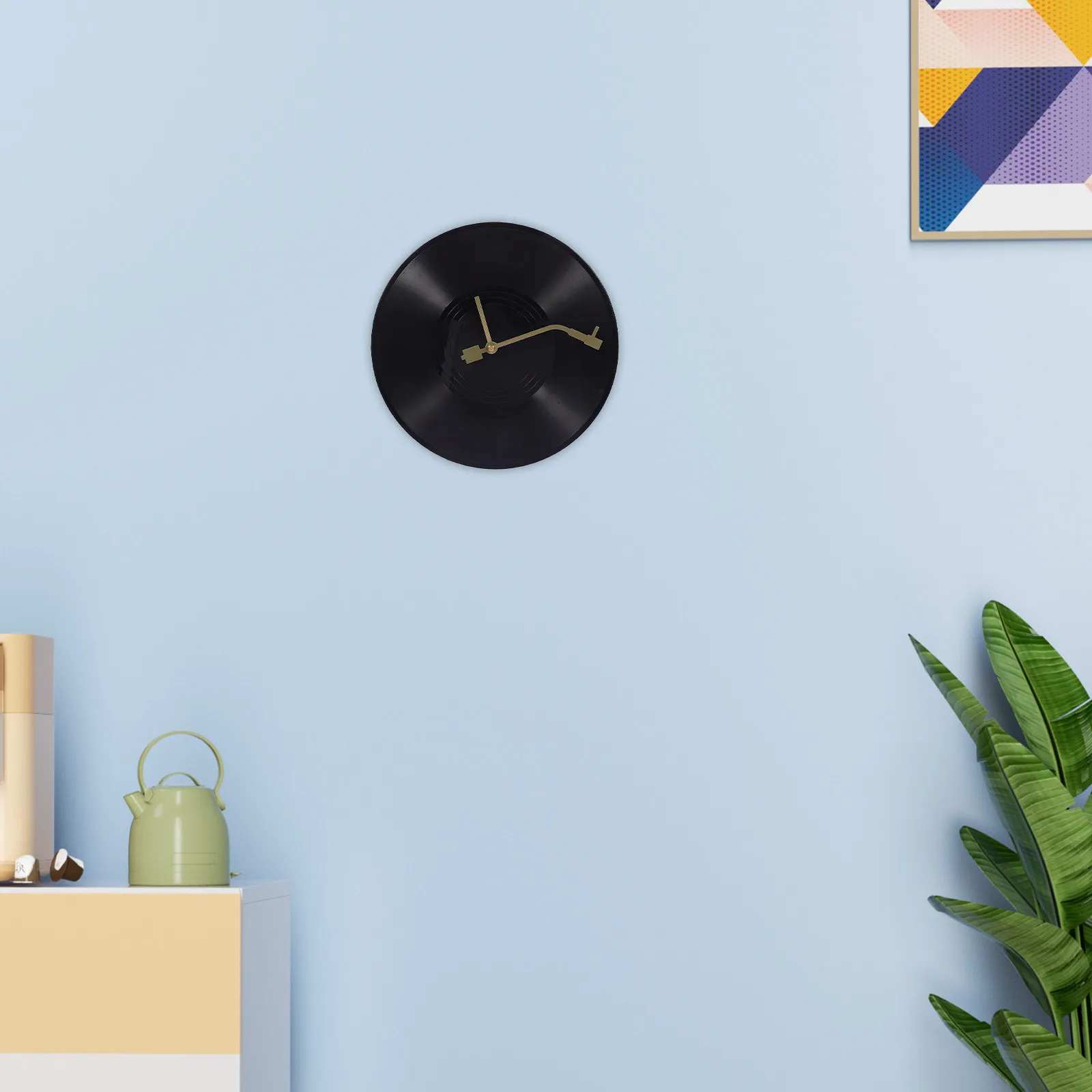Unique Turntable Vinyl Player Clock Artistic Wall Hanging Clock for Home Office Living Room Bedroom Decor Sturdy Plastic Design