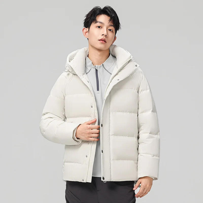 

Men's Short Down Jacket Winter Thick Warm Workwear Style Outdoor Sports Casual Hooded Coat