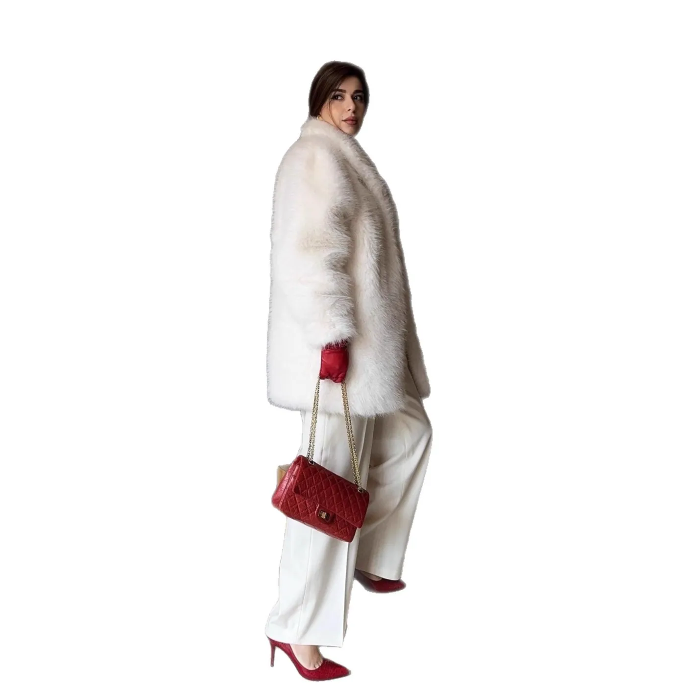 เสื้อโค้ทขนเฟอร์เทียมสำหรับผู้หญิง แจ็คเก็ตสีพื้น แขนยาว ปกพับ ติดกระดุมแบบเปิด ทรงหลวม สไตล์ลำลอง เหมาะสำหรับสาวออฟฟิศ ฤดูใบไม้ร่วง ฤดูหนาว 2025