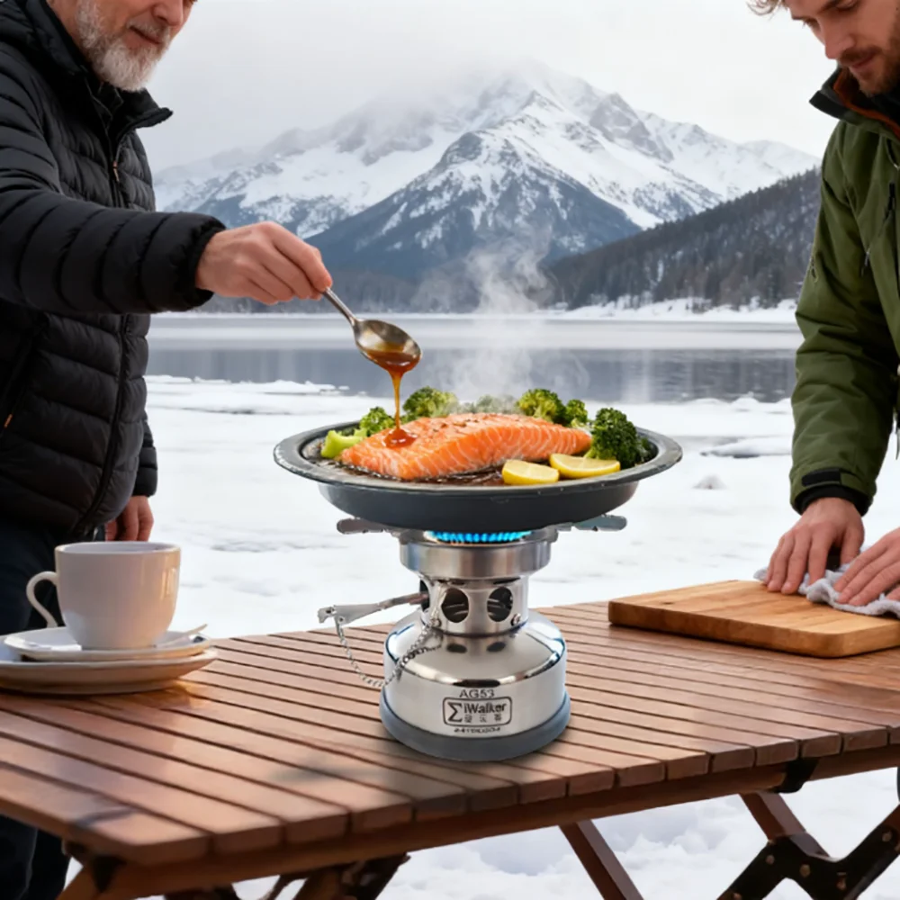 IWALKER AG53 Benzinkocher, tragbarer Mini-Campingkocher aus Edelstahl mit hoher Leistung und geräuschlosem Brenner, Outdoor-Reisen und Picknicks – Detail 27