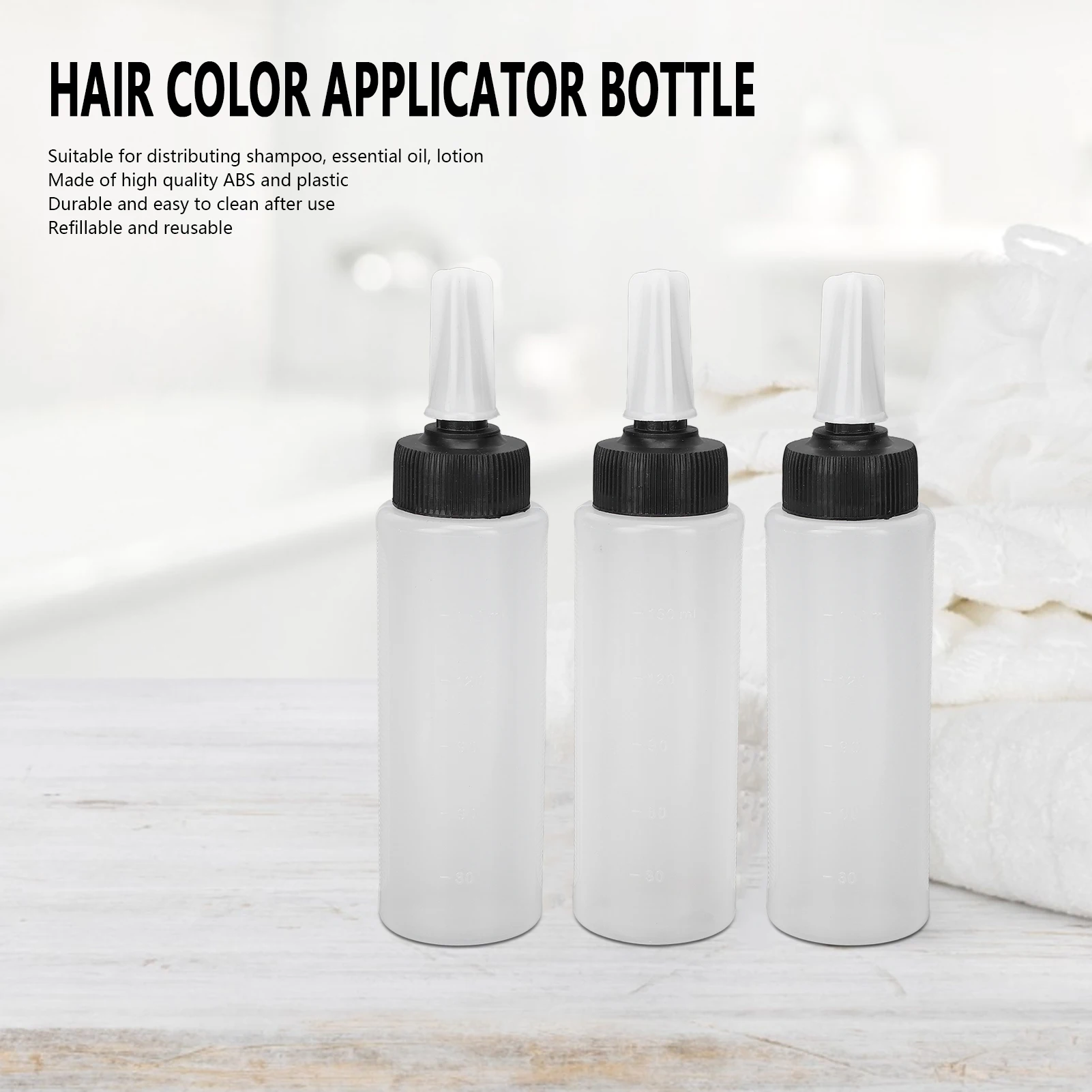 Hair Dyeing Applicator Bottle Refillable Hair Salon Squeeze Bottle with Cover Hair Color 3pcs Empty Applicator Bottle
