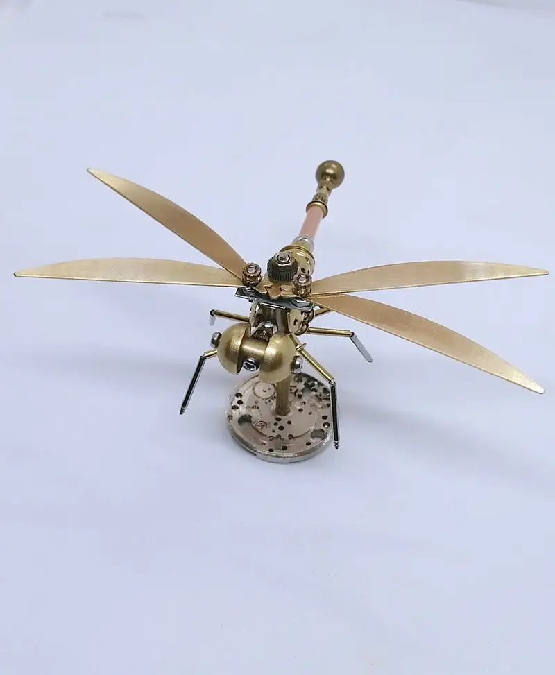 3D mechanical insect all metal small dragonfly punk style metal model handcrafts ornaments-  Finished Product