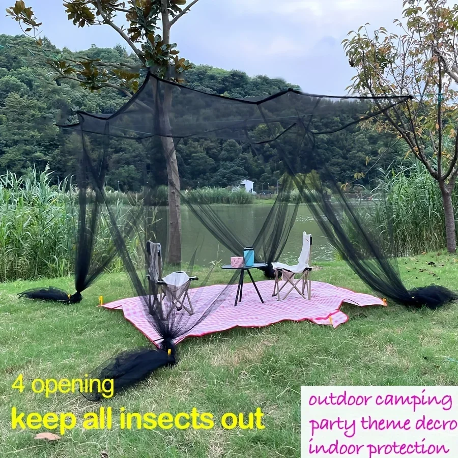 Großes viertüriges Moskitonetz, atmungsaktive Polyester-Netzabdeckung, geeignet für Outdoor-Camping, insektensicher im Sommer – Detail 5