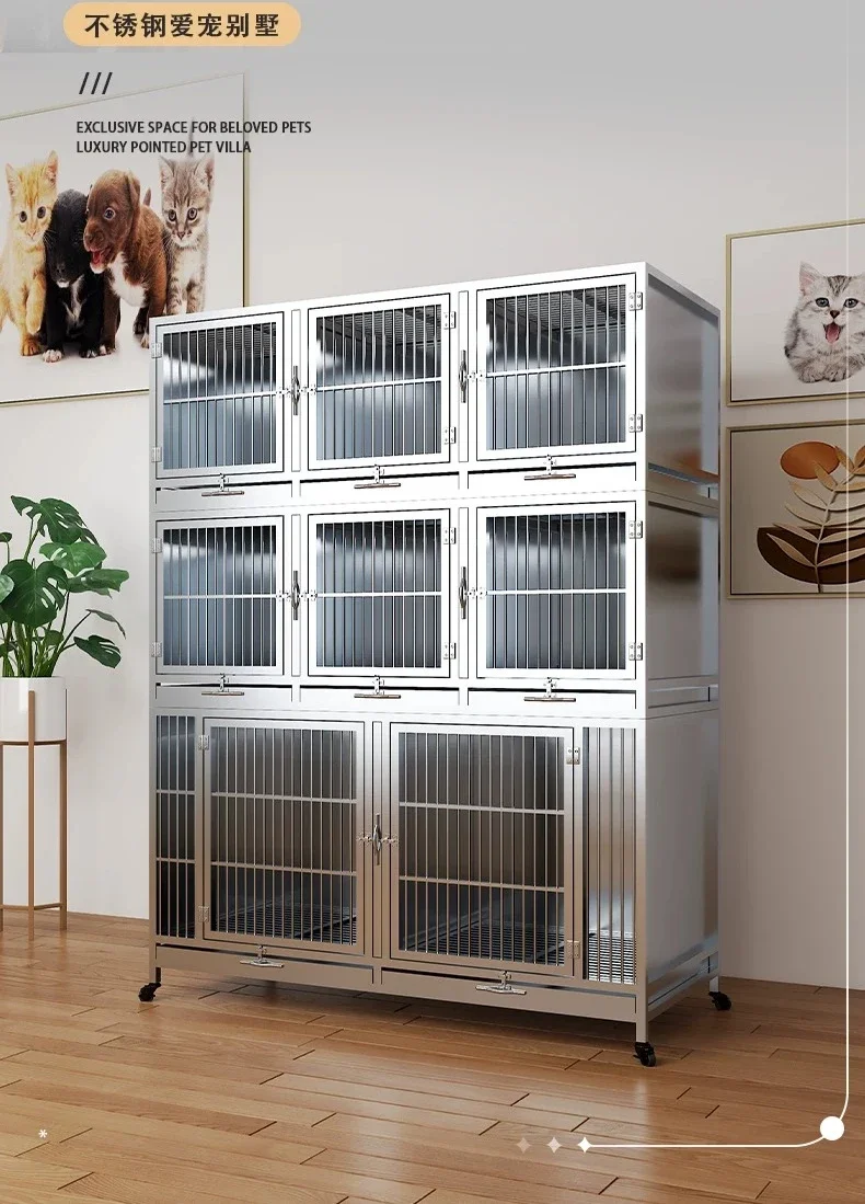 AA Sturdy and durable stainless steel dog cage Multi-layer combination display cage Pet foster cage