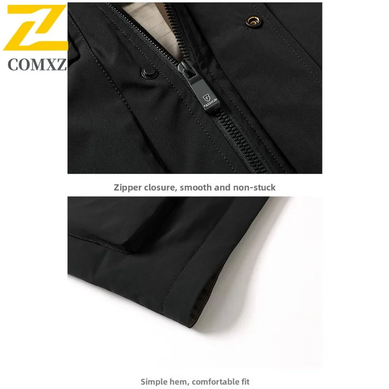 COMXZ Luxurious Mens Puffer Jacket Classic Hooded Outdoor Adventure Anti-Cold Warm Parka Hiking Lightweight Autumn Winter Coat