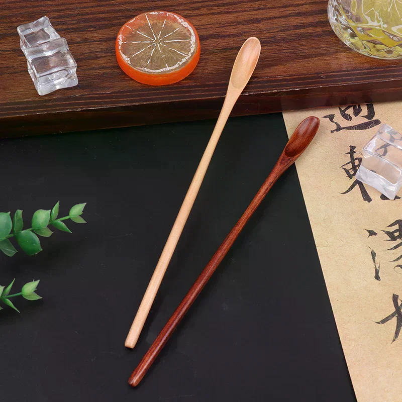 Cooking Honey Sugar Spoon Tea Coffee Stirring Spoons Long Handle Wooden Spoon Household Dessert Drink Spoon Small Spoon Japanes
