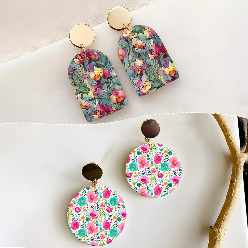 พิมพ์ลายดอกไม้เล็กๆต่างหูเซรามิคนุ่มละลายน้ําได้สติกเกอร์แบบใช้แล้วทิ้งสําหรับเครื่องประดับ DIY ทํารูปลอก 2025