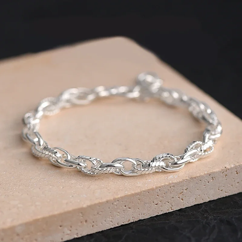 

ZABRA S990 Sterling Silver Fried Dough Twists Knitted Bracelet for Men and Women Luxury High Class Boys' Handwear