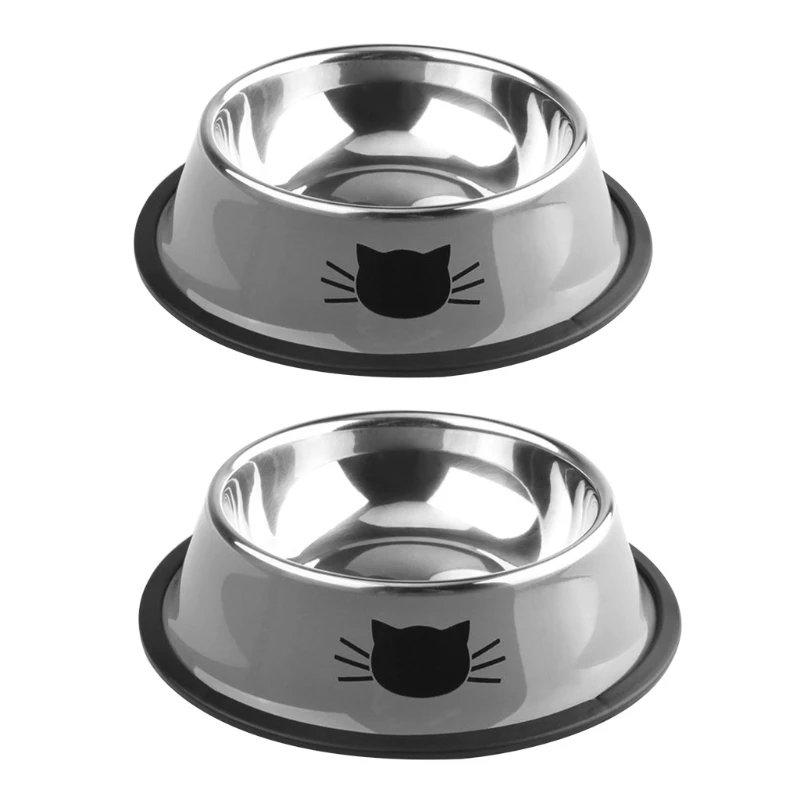 

2 Pack Feeder Bowl Pets Feed Mat Stainless Steel Bowl Anti Spill Anti Skid Wet Dry for Large Small for C