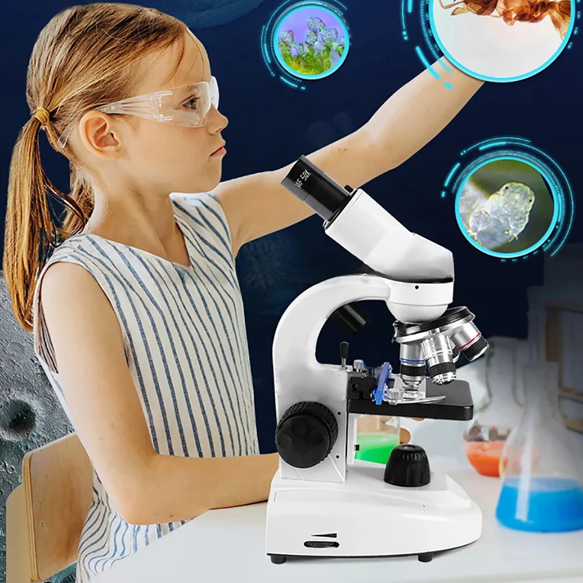 Zoom 30000X Biological HD Microscope Digital laboratory Compound Microscope with Wide-Field 10X and 50X Eyepieces for Lab