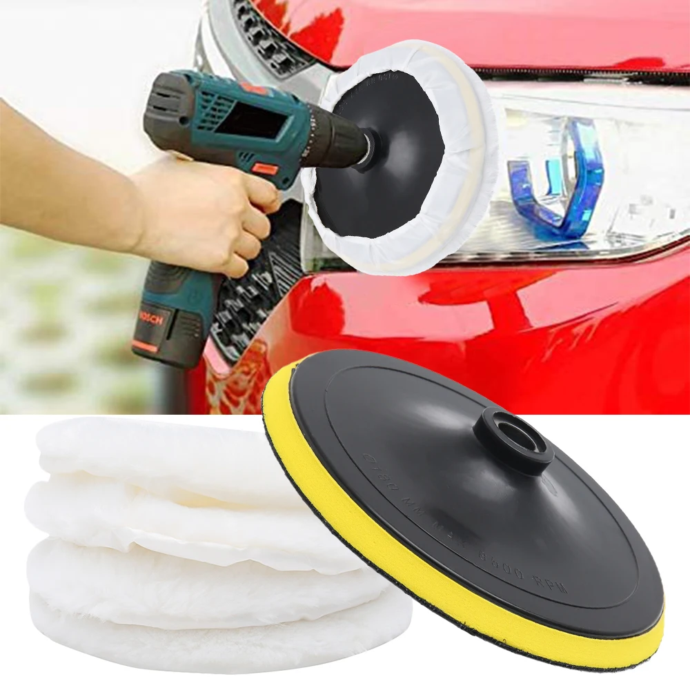Almofadas de Polimento de lã Polegada Roda de Polimento de Carro para Broca Buffer Acessório Carro Buffer Polidor Kit para Vidro do Carro