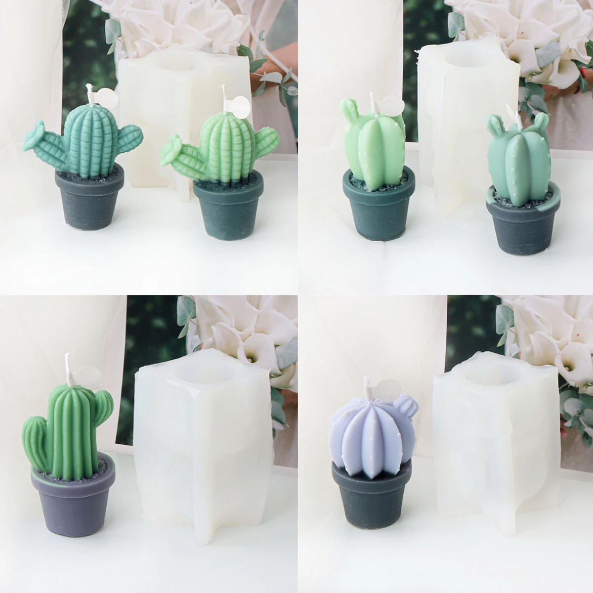 Desert Plant Cactus Candle Silicone Mould Multi Style Cactus Ball Soap Resin Making Set Summer Drink Ice Chocolate Desk Decor