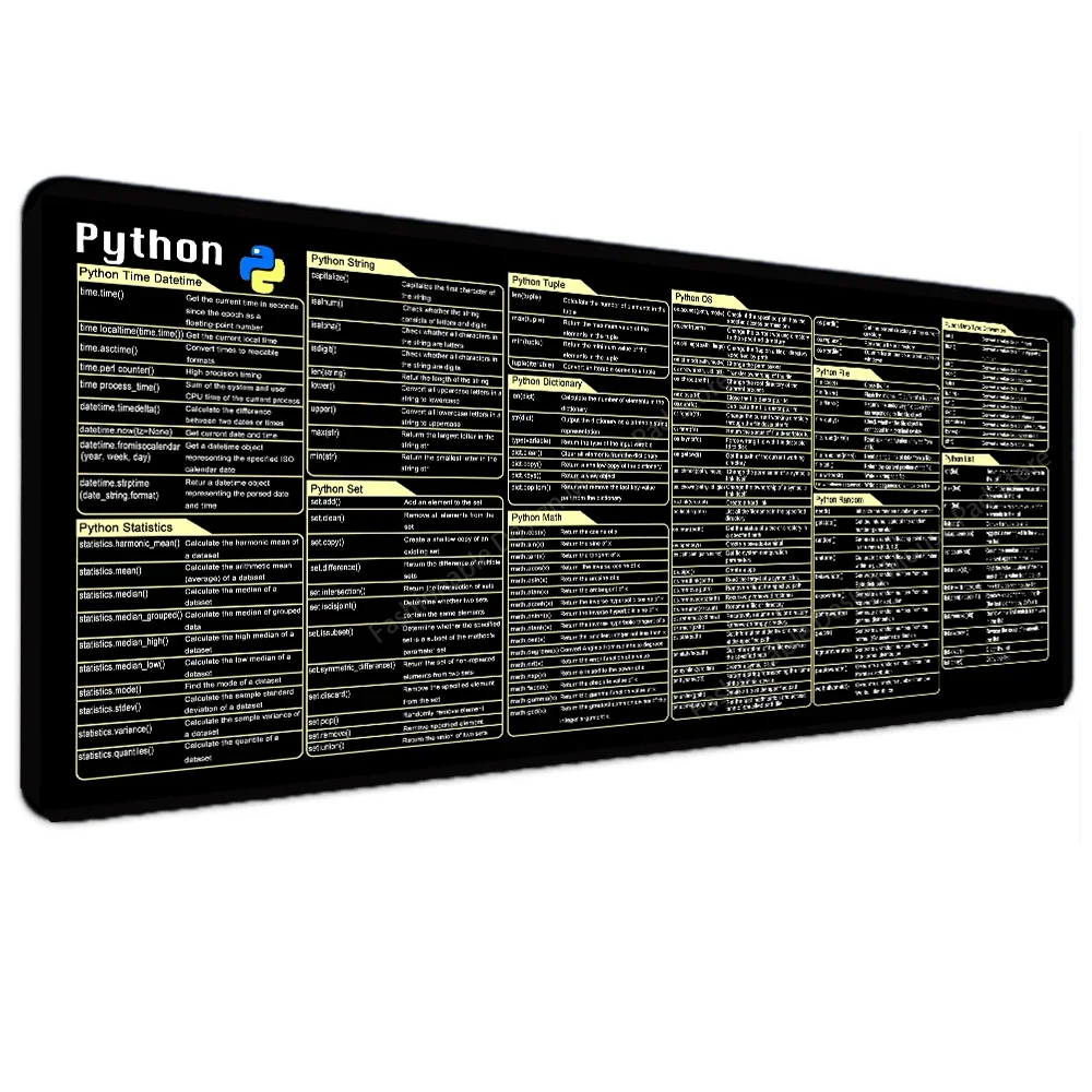 Spanish Python Programing Mouse Pad Desk Mat Office Software Excel Shortcuts Mousepad Personalized Extended by Office Users