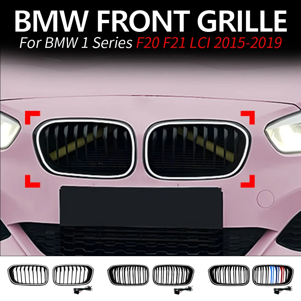 

LED Front Grille For BMW 1 Series F20 F21 LCI 2015-2019 Vertical Line LED Light Strip Mesh Body Ktis Upgrade Car Accessories