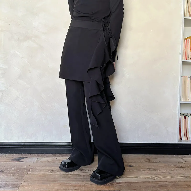 

Осенние повседневные брюки унисекс прямого кроя, длиной в пол, с эффектом драпировки, с отстегивающимися многослойными элементами, свободного кроя, молодежные, стильные