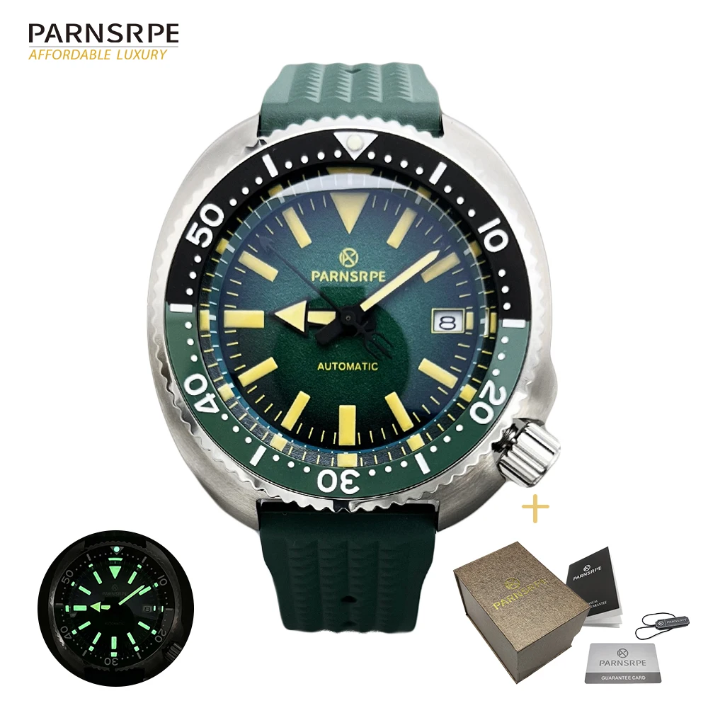 PARNSRPE Green Turtle Dive Watch China NH35 Automatic Mechanical Watch Waterproof Men's Diving Watches for Man Sapphire