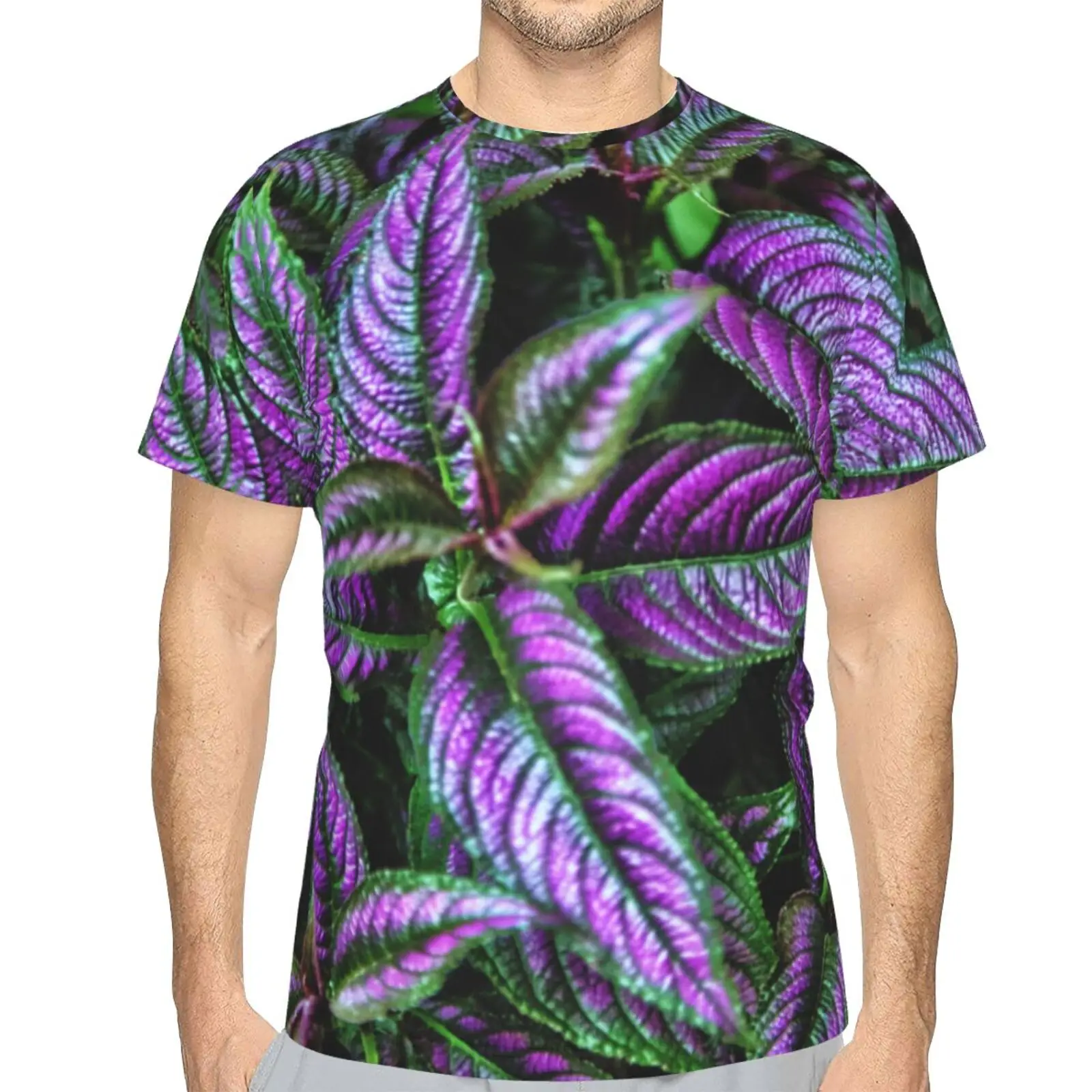 Leaves and Flowers 3D Printed T Shirt Men's Short Sleeve Casual Sports Fitness Loose Tee Top