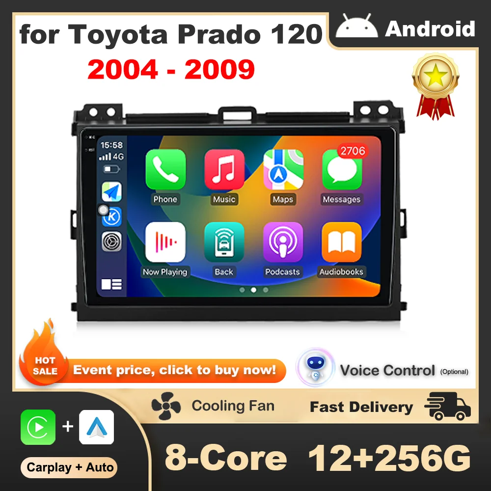 

Android Auto for Toyota Prado 120 2004 - 2009 Accessories GPS Navigation Car Radio DSP Stereo Video Multimedia Player No 2 din